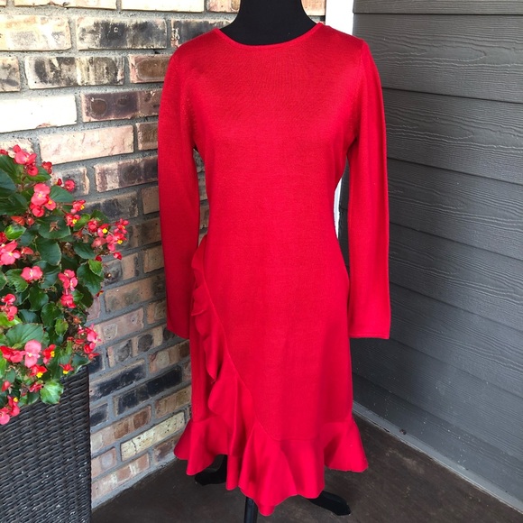 Calvin Klein Dresses & Skirts - Calvin Klein red ruffle dress NWT MSRP $68
